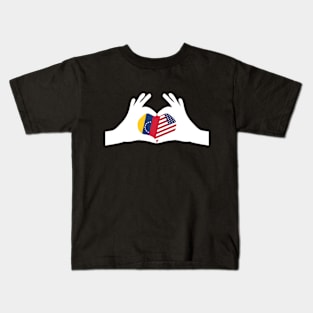 Half Venezuelan Half American Heritage USA Roots & Venezuela DNA Family Flag Design Kids T-Shirt